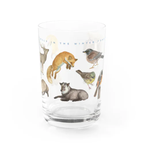 冬の山の動物たち Water Glass