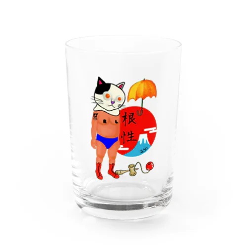 猫レスラー(根性) Water Glass