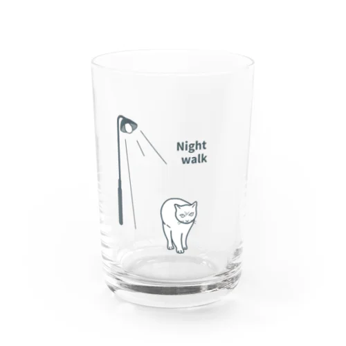 夜の散歩（白猫） Water Glass