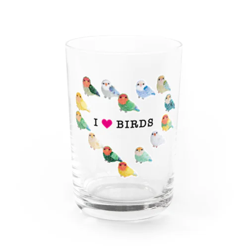 I love birds Water Glass