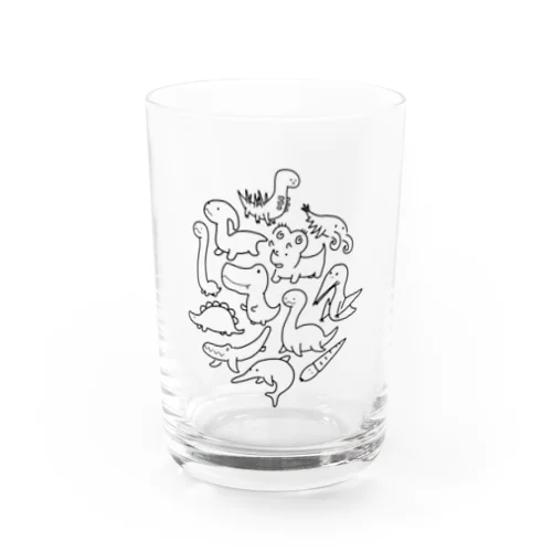 古代の生き物パラダイス（ブラック） Water Glass