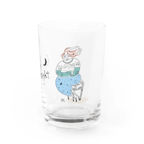 グッナイ猫と女の子グラス Water Glass