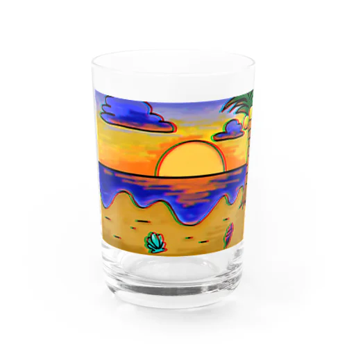 Sunset sea Water Glass