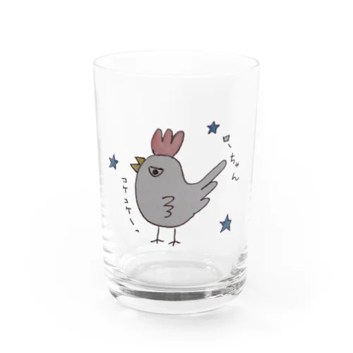 にわとりのローちゃんブラック Water Glass