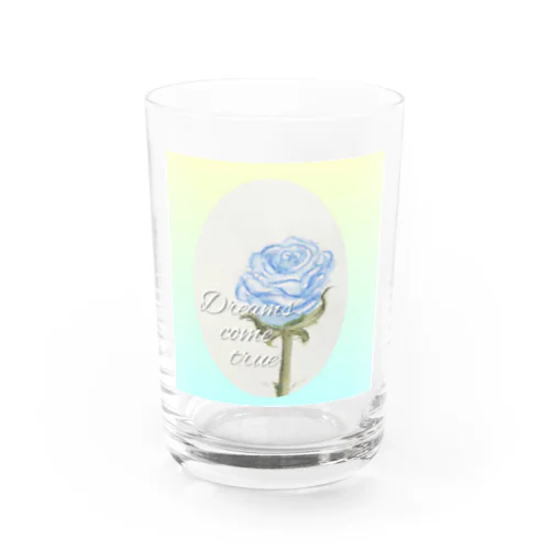 夢が叶う青い薔薇 Water Glass