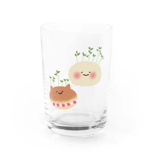 むしパンくんたちと豆苗さん Water Glass