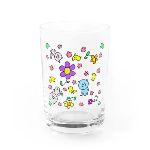 にゃー！ぴよ！フラワー Water Glass