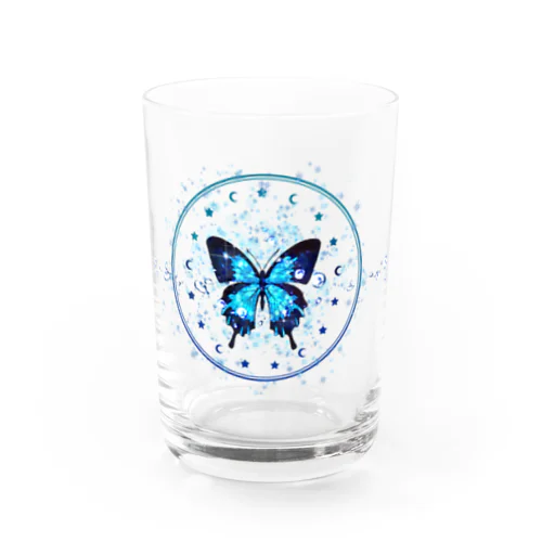 Dreamy butterfly blue Water Glass