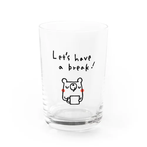 Let's have a break!のクマさん(白黒ほっぺアリ) Water Glass