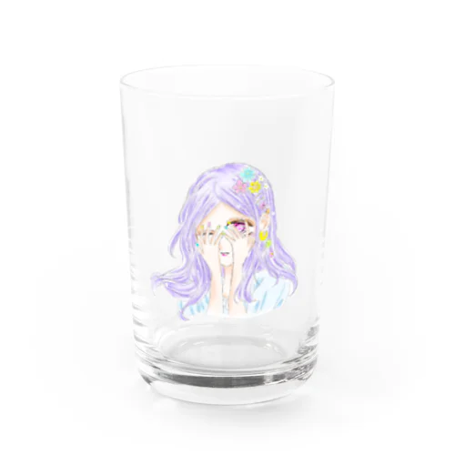  purple girl Water Glass