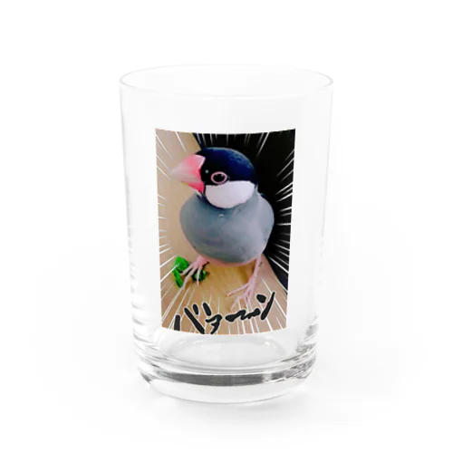 好きな豆苗をふみ、えらそうな文鳥さん Water Glass