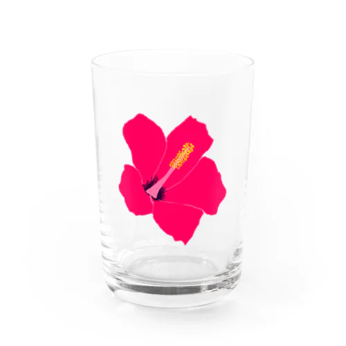 フラワーデザイン「赤いハイビスカス」 Water Glass