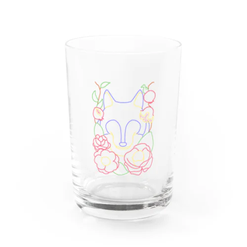 動物と花シリーズ 狼と椿 Water Glass