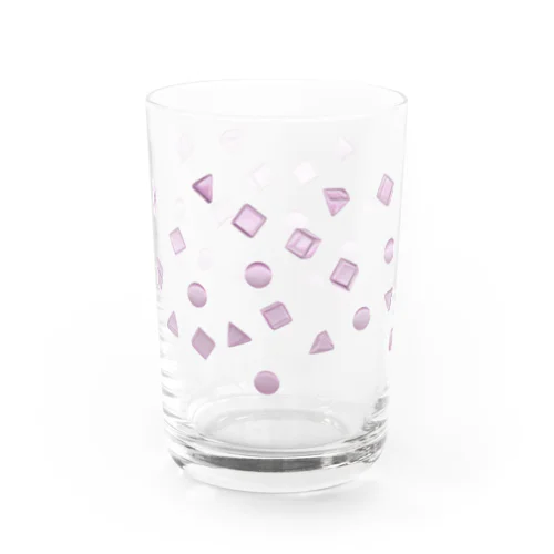 丸・三角・四角の氷のようなものたち　ピンク グラス