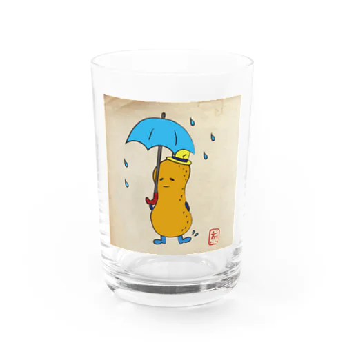 雨の日落花生くん Water Glass