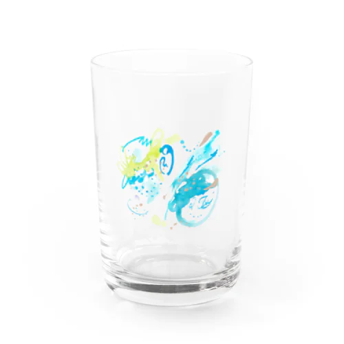 light blue & flower Water Glass