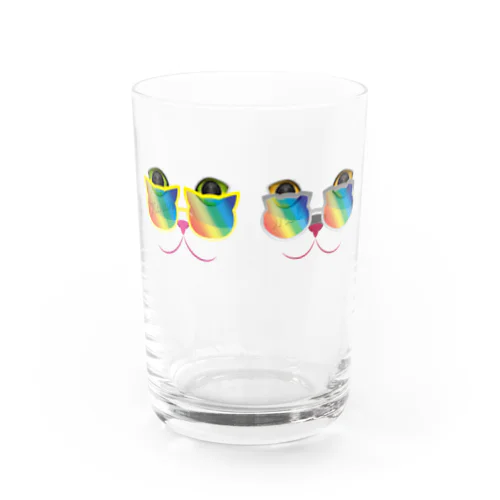 猫のＭｏｌとＫａｒｏｎ　虹色サングラス Water Glass