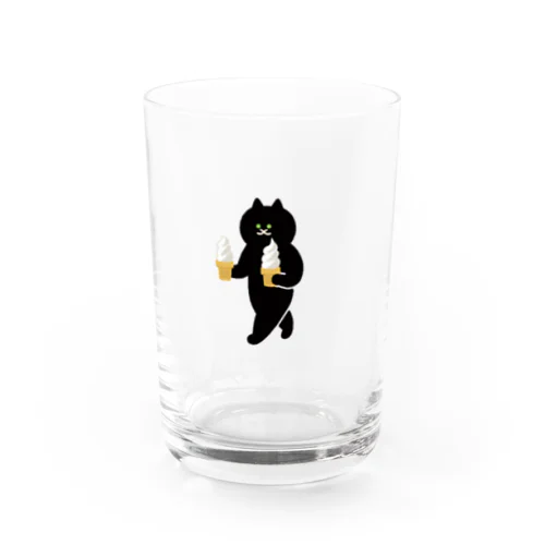 ソフトクリームを急ぎめに運ぶねこ Water Glass