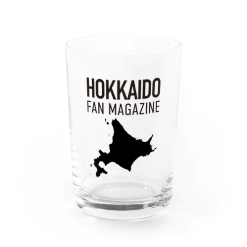 北海道ファンマガジン黒地図ロゴ Water Glass