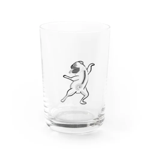 鳥獣戯画風パグ 文字なしアターーーッ!! Water Glass