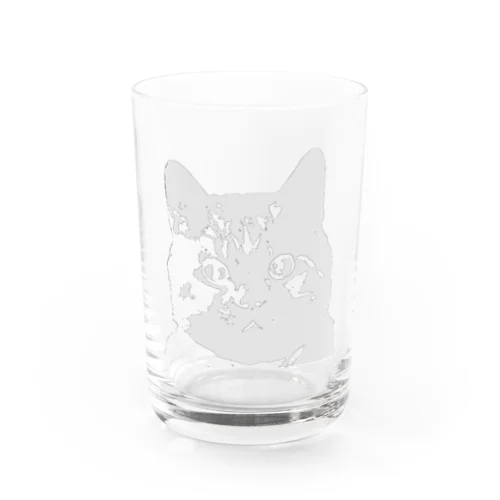 ひょっこり猫さんポップアートライトグレー グラス