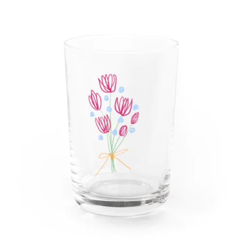 濃いピンクの花束 Water Glass