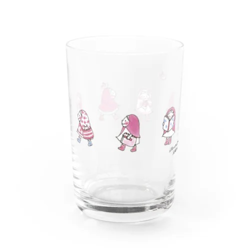 お散歩ずきんPink Water Glass