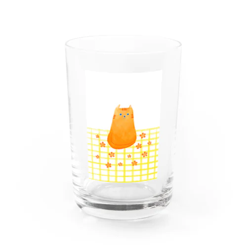 orange cat Water Glass