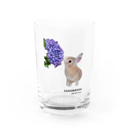 うさぎと花　初めて紫陽花と出会ったうさぎ Water Glass