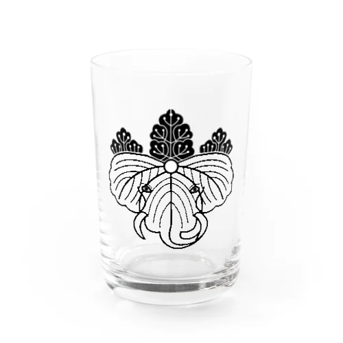 動物家紋。H.T.（桐とゾウ）黒 Water Glass