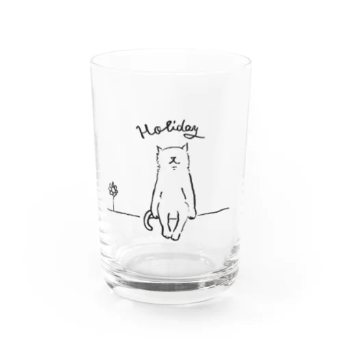 holyday_cat_flower Water Glass