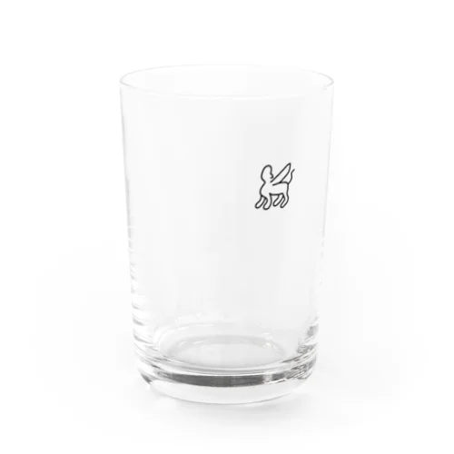 アナトリア象形文字　スフィンクス（ワンポイント　黒） Water Glass