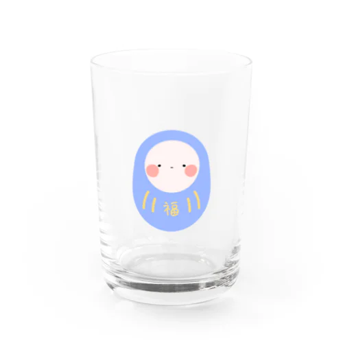 気怠げだるま(青） Water Glass