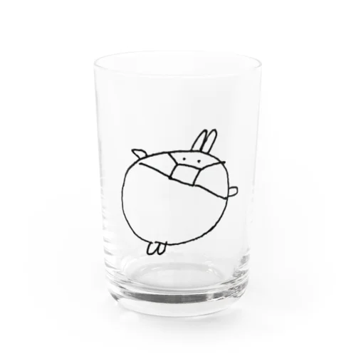 マスクなうさぎさん Water Glass