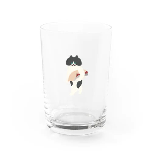 はまちの握り寿司を前のめりに運ぶねこ Water Glass