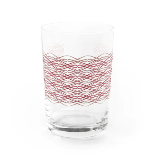 細めラインのナミナミ模様　赤 Water Glass