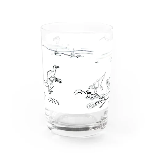 墨絵風恐竜画 Water Glass