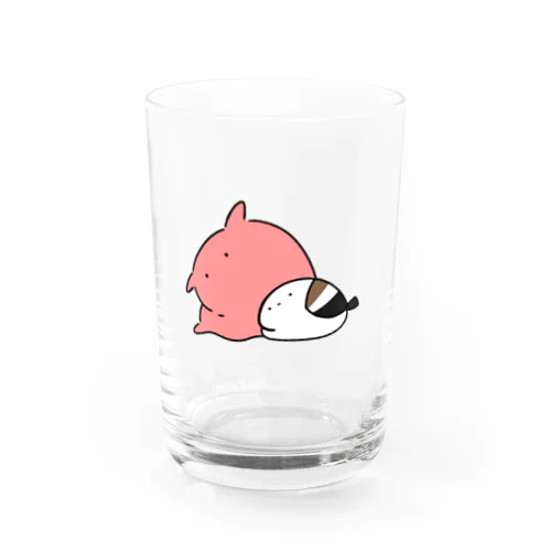 ハテナなメンダコちゃんとシマエナガ Water Glass