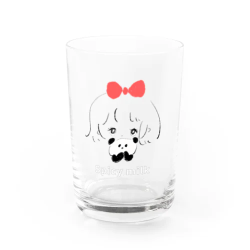 panda ribbon girl  Water Glass