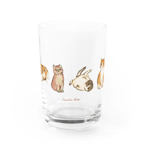 4にゃん(葉っぱなし) Water Glass