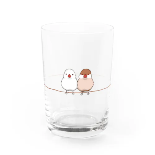 白文鳥とシナモン文鳥 Water Glass