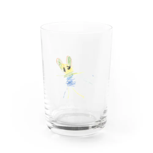 ４歳児の絵(Rainbow Teddy) Water Glass