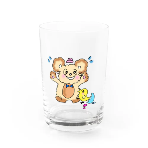 うりりん　トイプードル　ひよこ　わーい嬉しい Water Glass