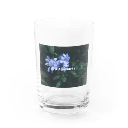 青いお花のコップ Water Glass