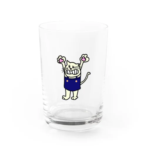 ネコ オーバーオール 青 Water Glass