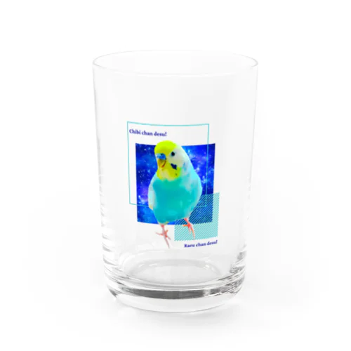 ちびちゃんです！　セリフ付き青背景 Water Glass