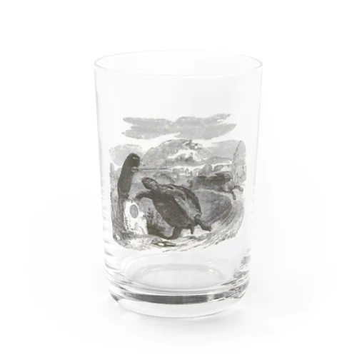 J・J・グランヴィル画『ウサギと亀（ラフォンテーヌ（イソップ）寓話集より）』  Water Glass