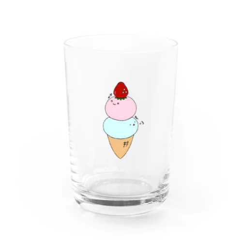 ふたごあいすぅ(文字あり) Water Glass