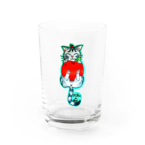 りんご狩り猫ちゃん Water Glass