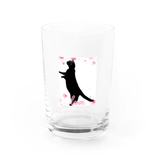 キュン💘シルエットにゃんこ キュンな猫 Water Glass